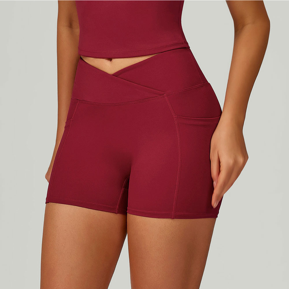 Crossfit Workout With Equipment - Cross Waist Head Yoga Shorts Hoge