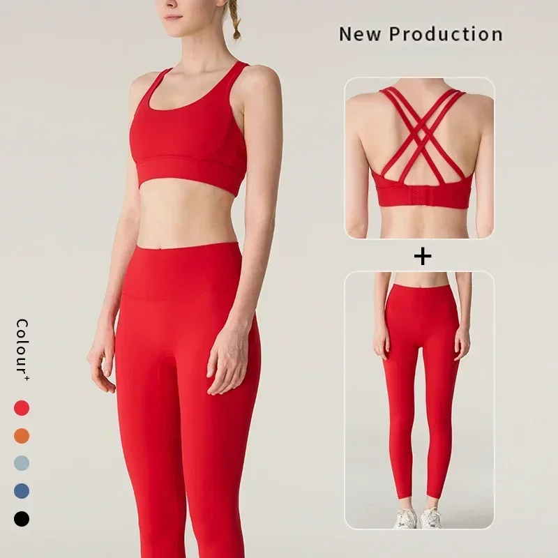 Crossfit Vest - Dames 2-delige yogaset, sexy cross-back verstelbare