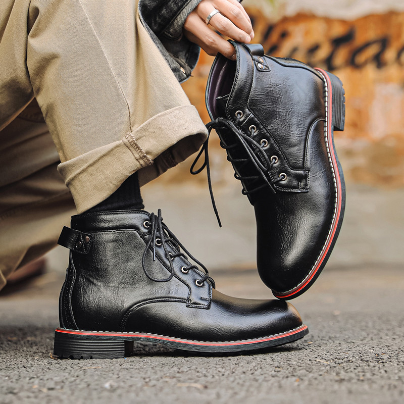 Crossfit Male - Luxe Retro Hoge Heren Leren Schoenen,