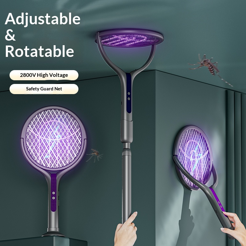 Head Racket Boom - Roterende kop Bug Zapper Racket Oplaadbare